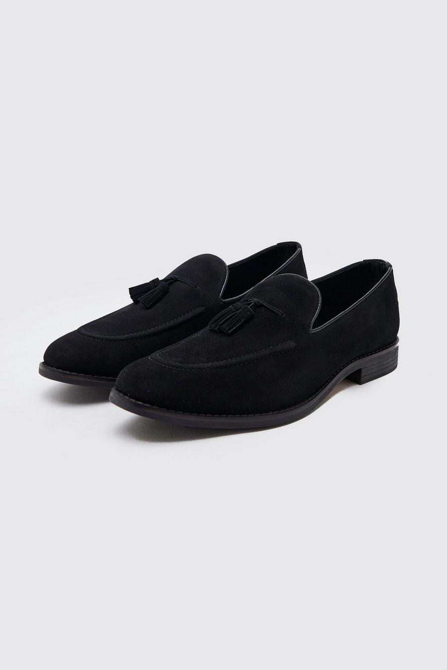 Black svart Loafers i mockaimitation med tofsar