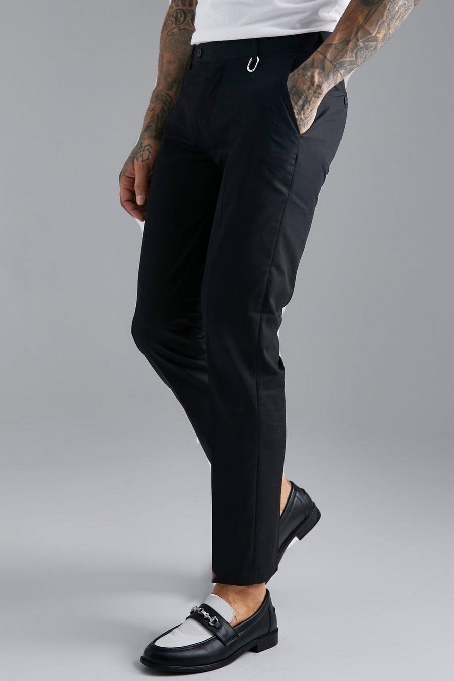 Black Carabineer Detail Slim Fit Trouser