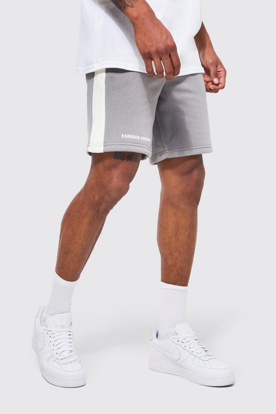 Ecru Slim Fit Limited Edition Block Graphic Jersey Shorts image number 1