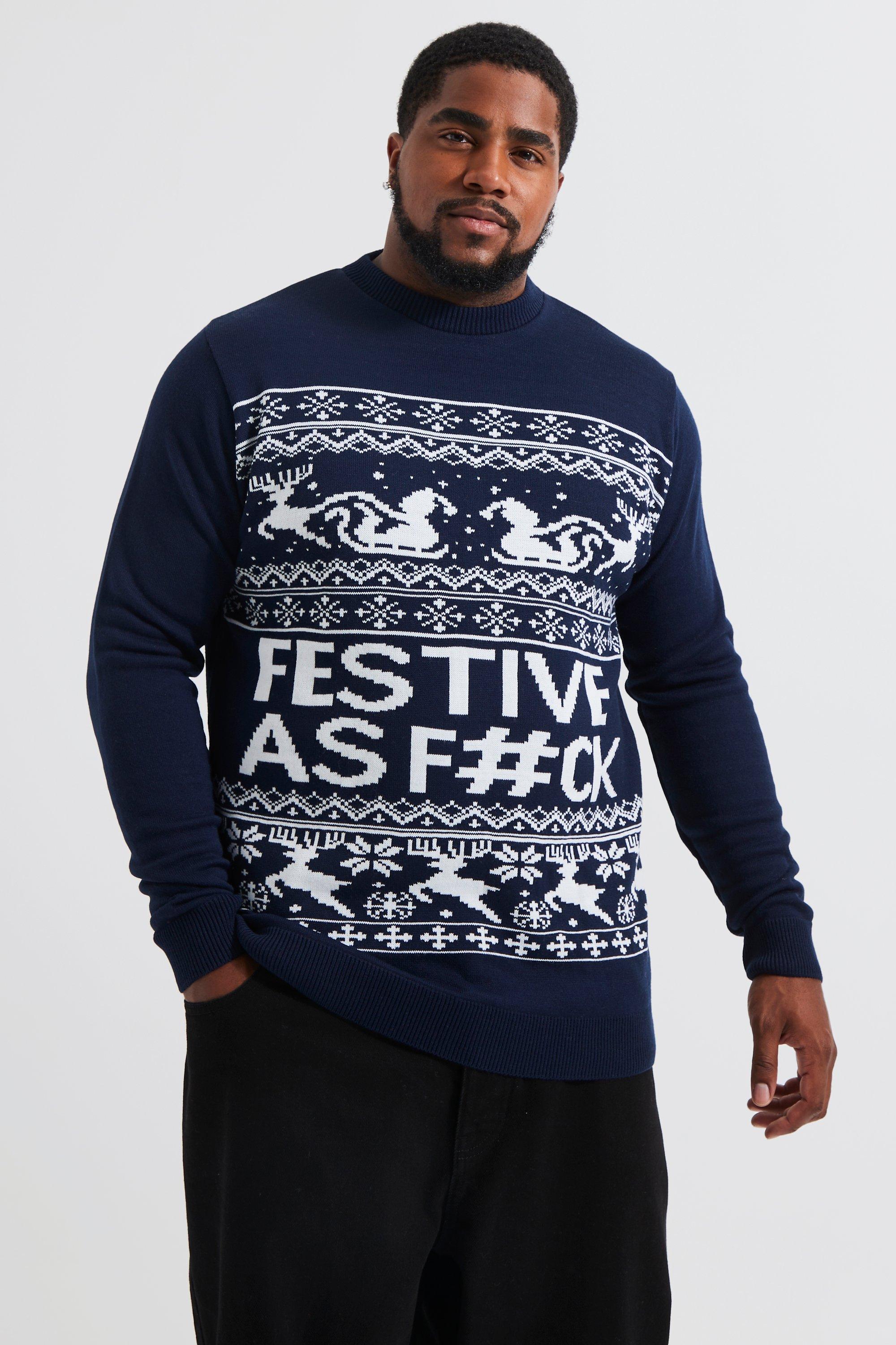 Plus Festive Slogan Christmas Jumper | Boohoo UK