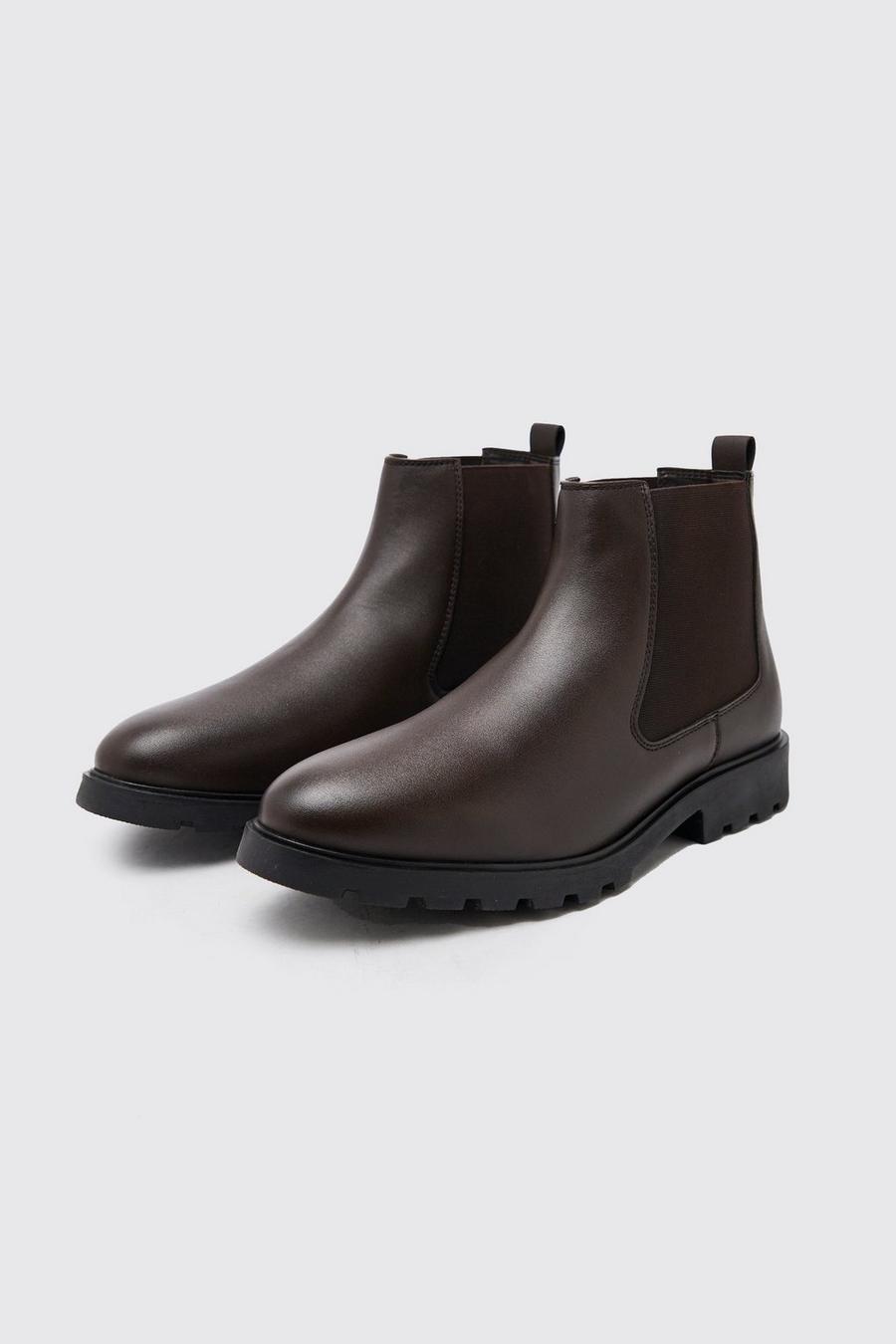 Chocolate marrone Angled Gusset Chelsea Boot