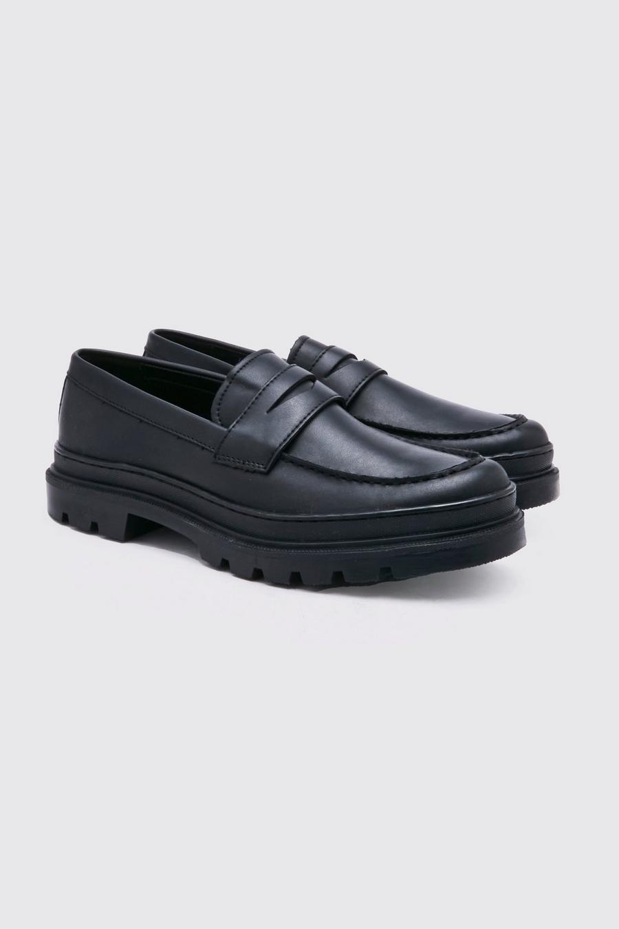 Black svart Faux Leather Chunky Loafer