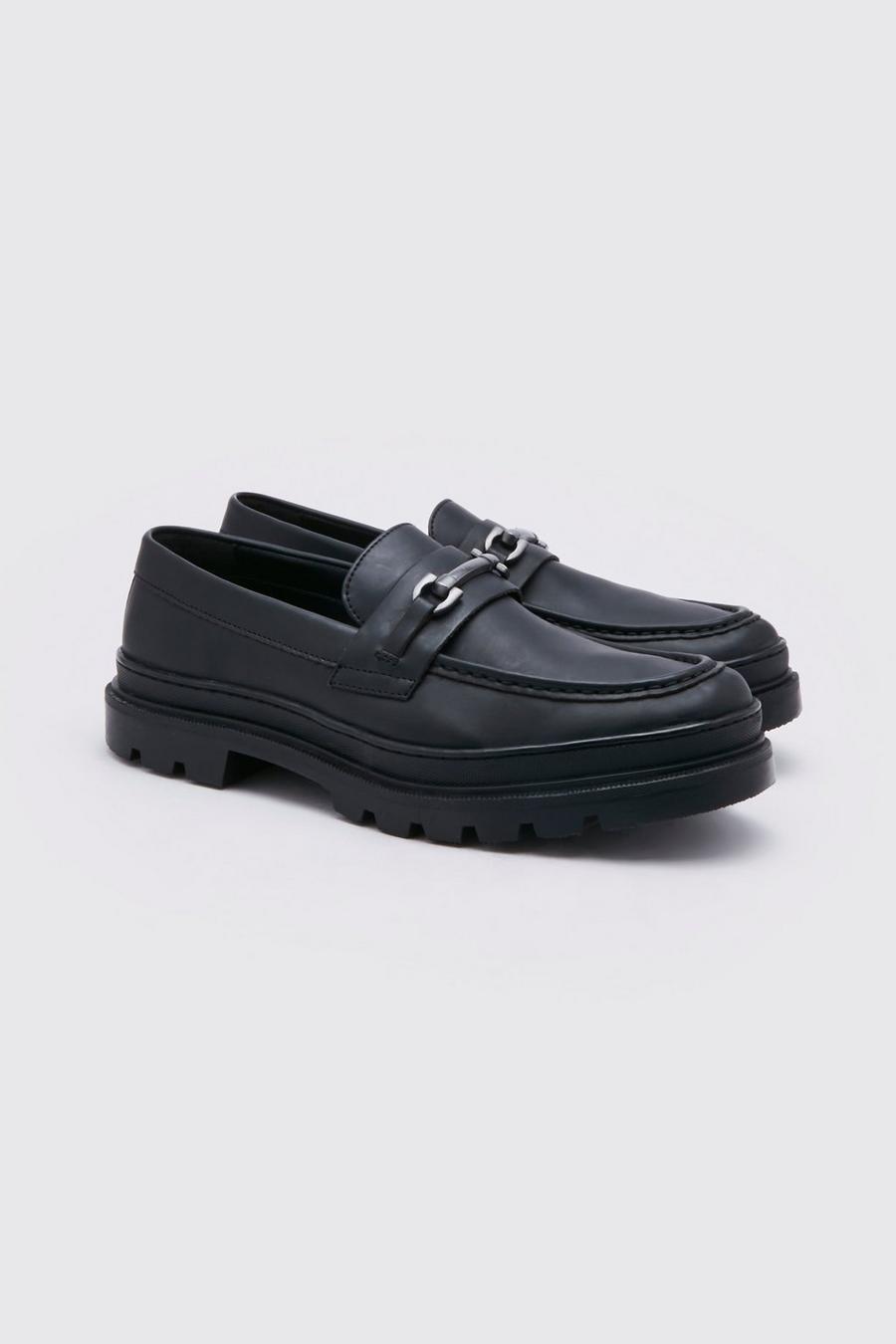 Black Faux Suede Chunky Snaffle Loafer image number 1
