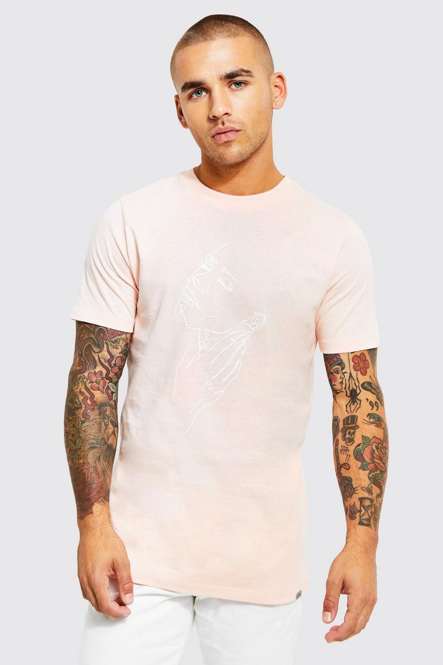 T-shirt slim imprimé, Pale pink image number 1