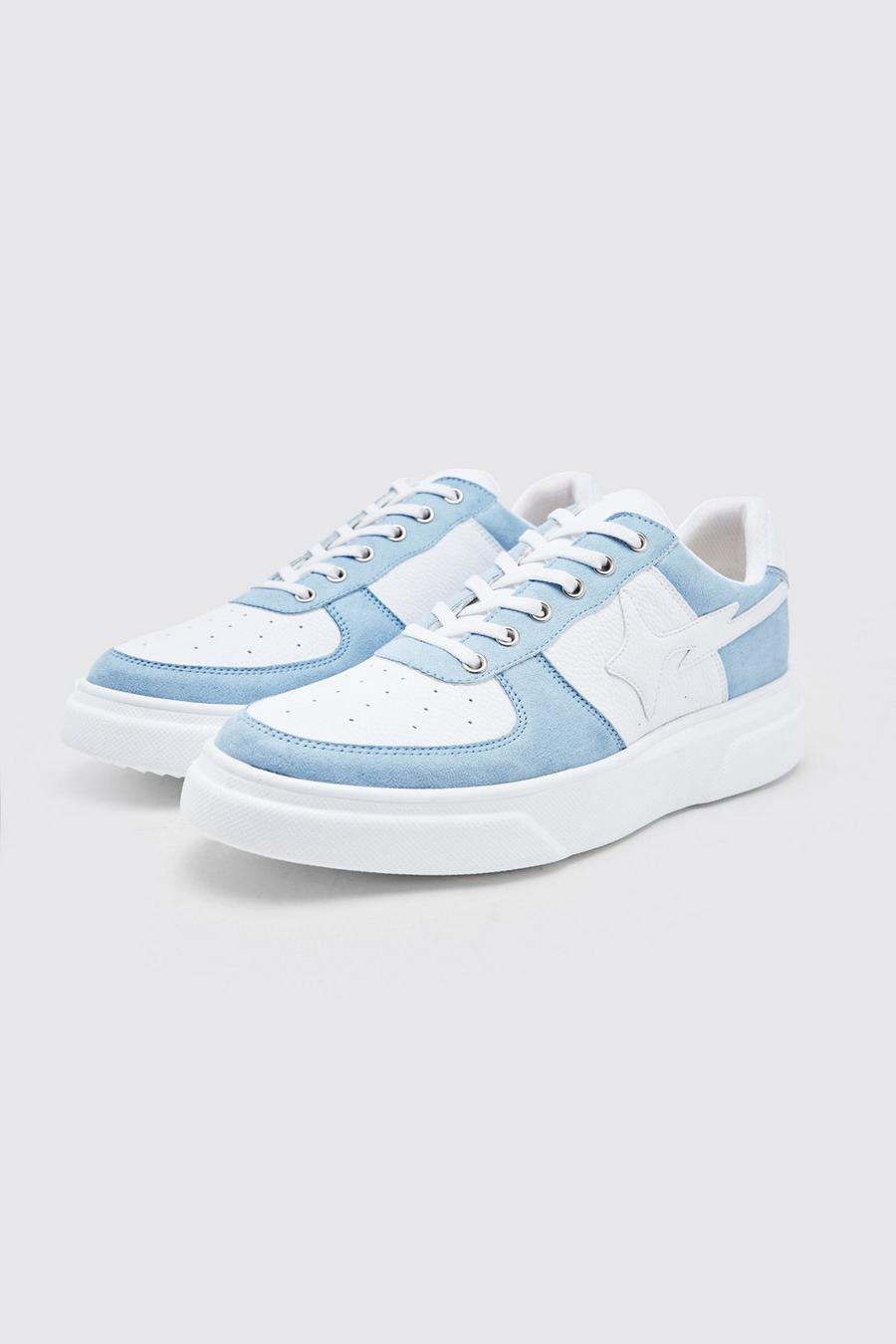 Light blue bleu Contrasterende Bliksem Sneakers
