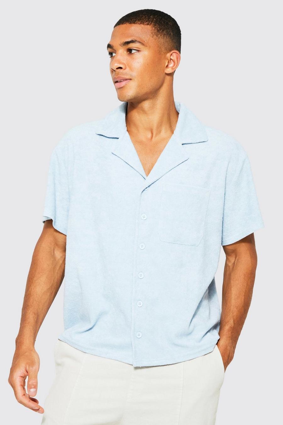 Camicia squadrata in spugna a maniche corte, Pale blue image number 1