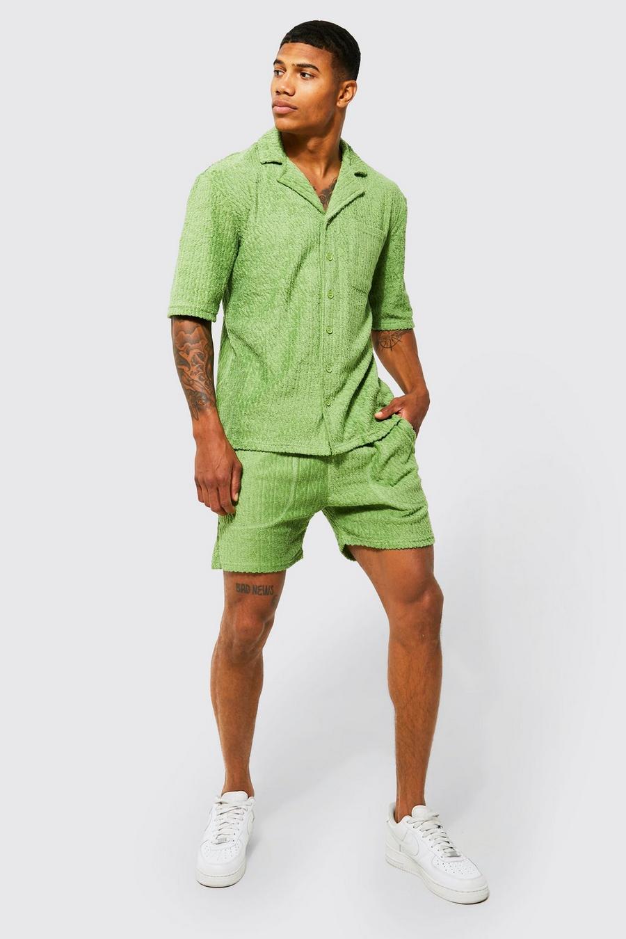 Green Skjorta och shorts i frotté image number 1