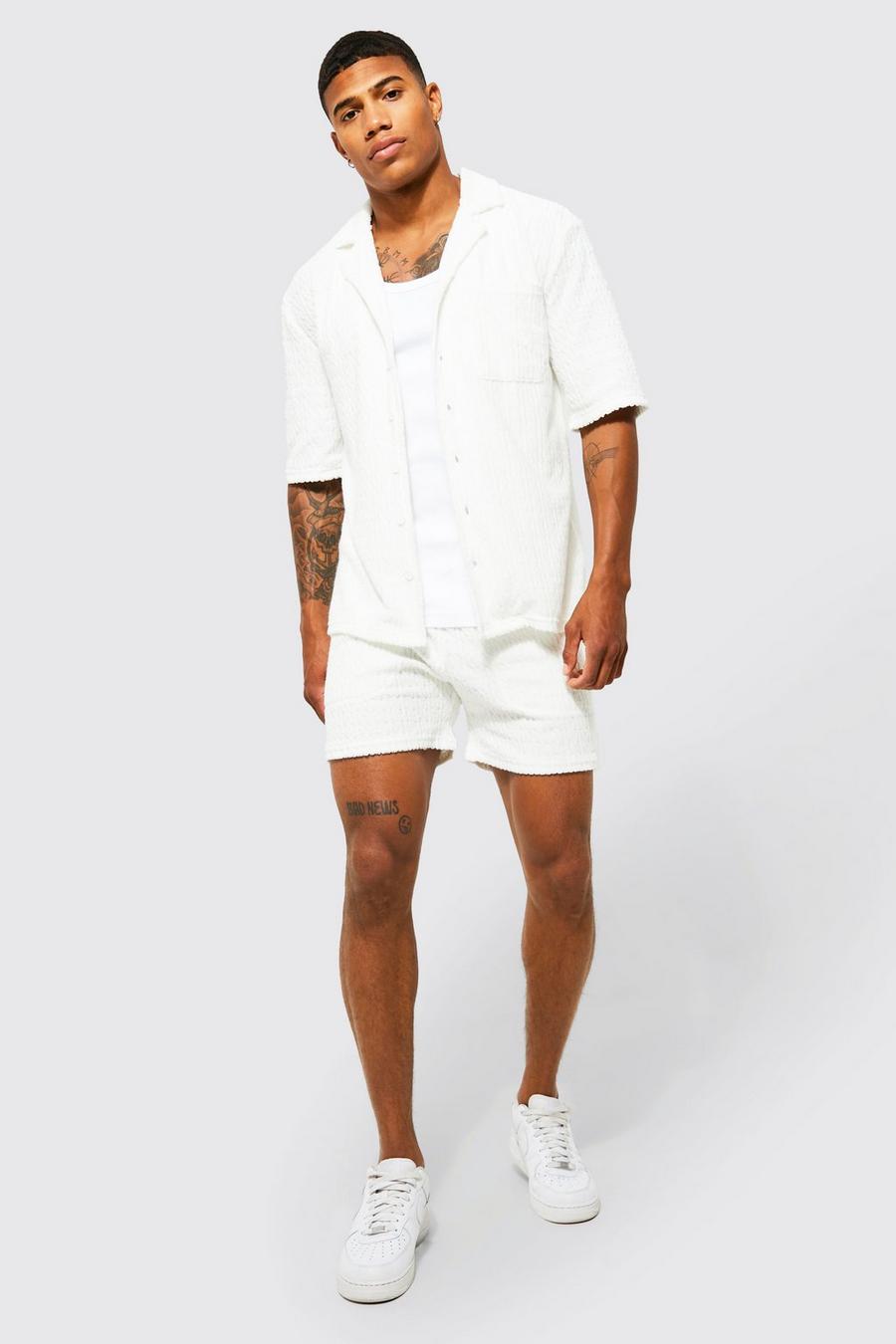 Ecru white Skjorta och shorts i frotté