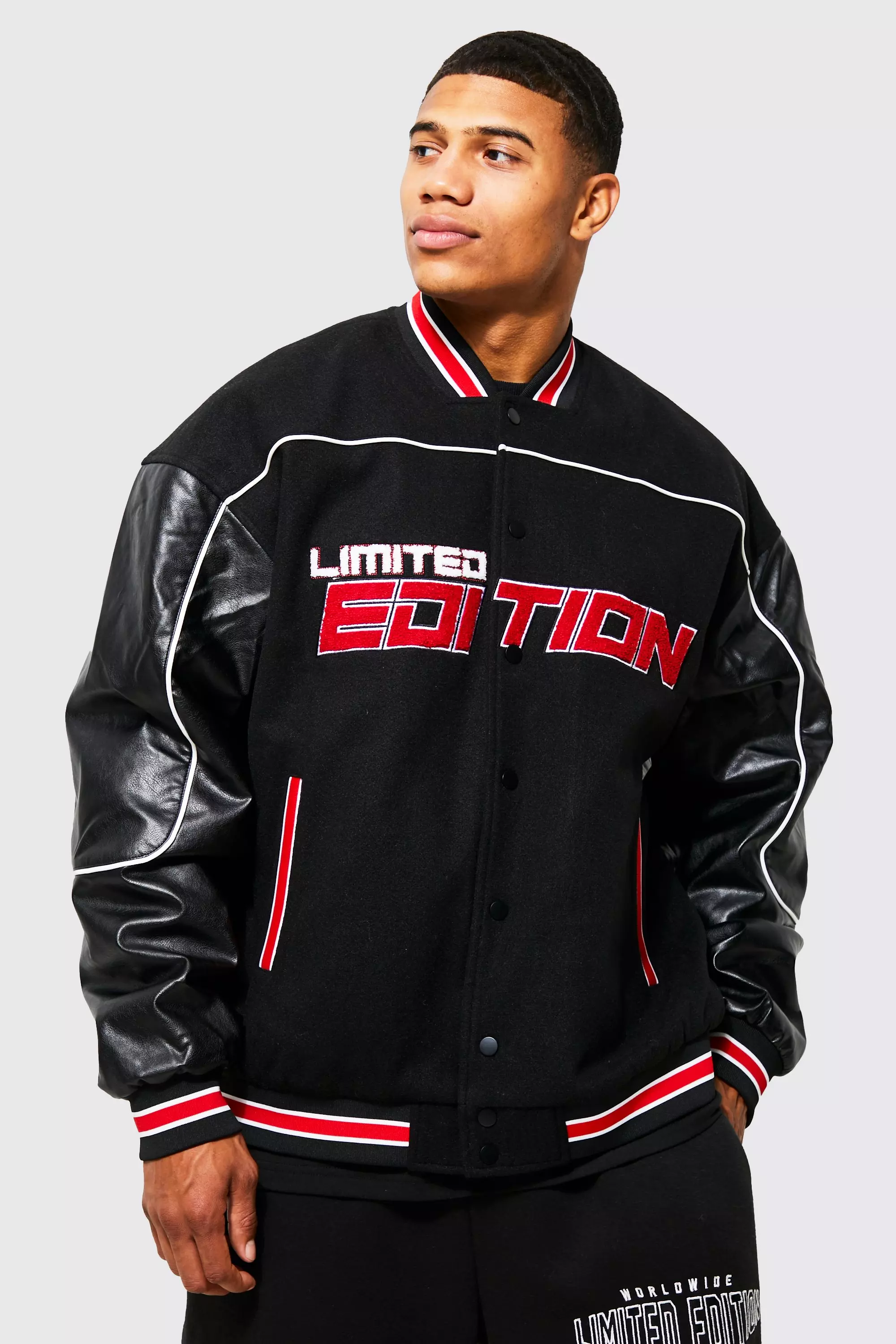 Black Limited Edition Varsity With Pu Sleeves alternative image