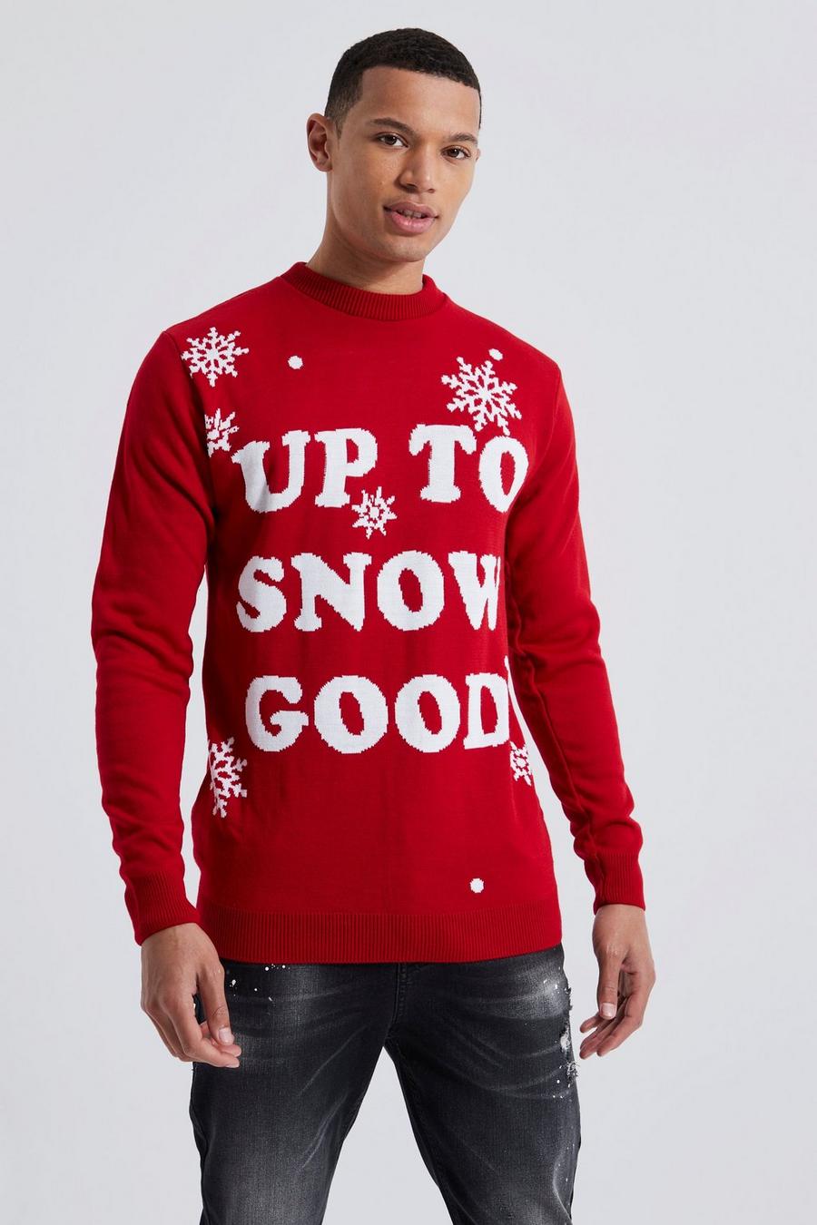 Red Tall Up To Snow Good Christmas Jumper image number 1