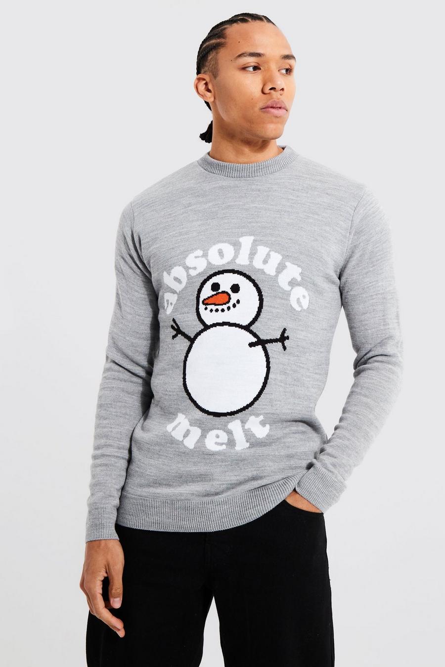 Grey marl Tall Absolute Melt Christmas Jumper image number 1