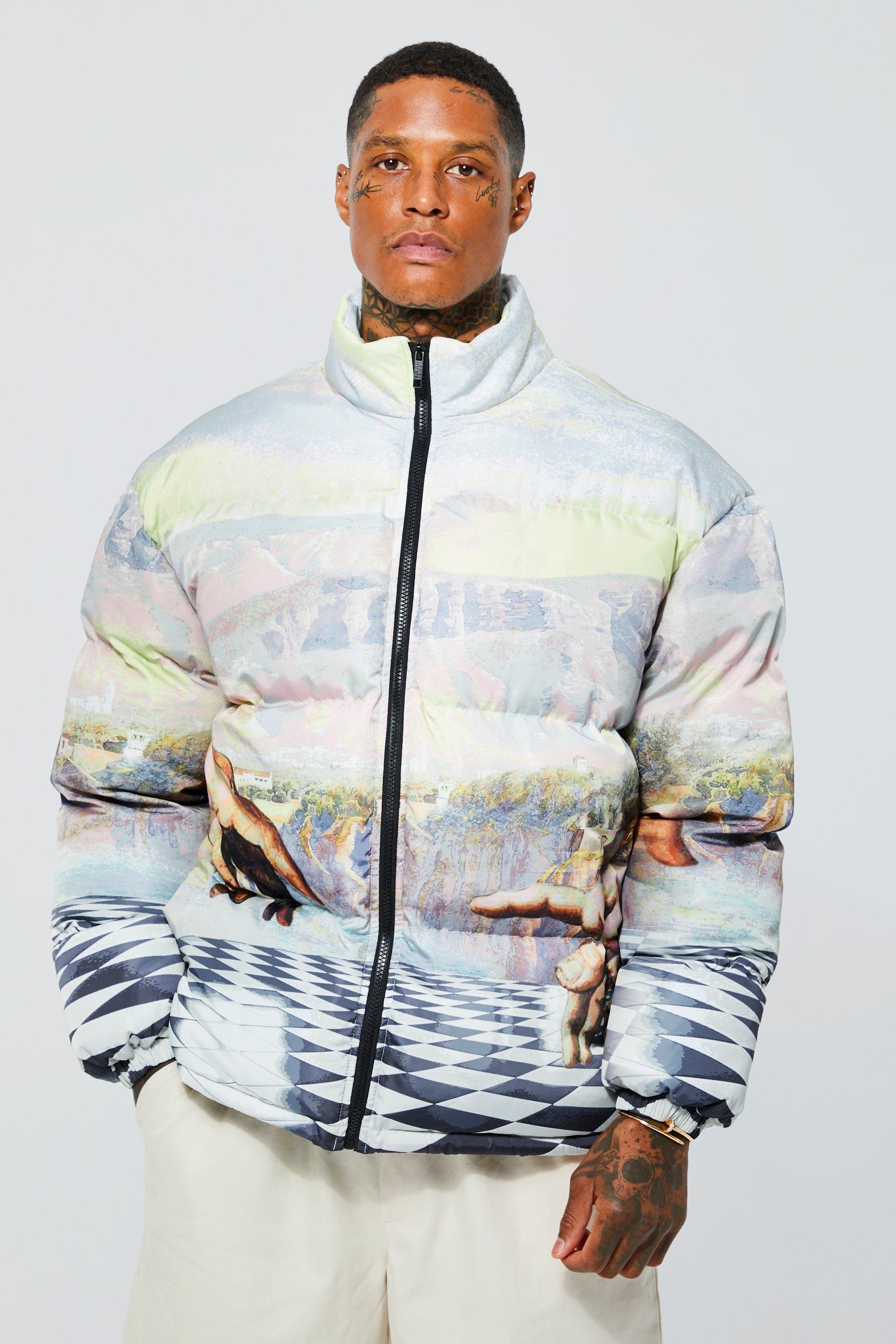 boohoo Mens Camo Transparent Puffer - Multi S