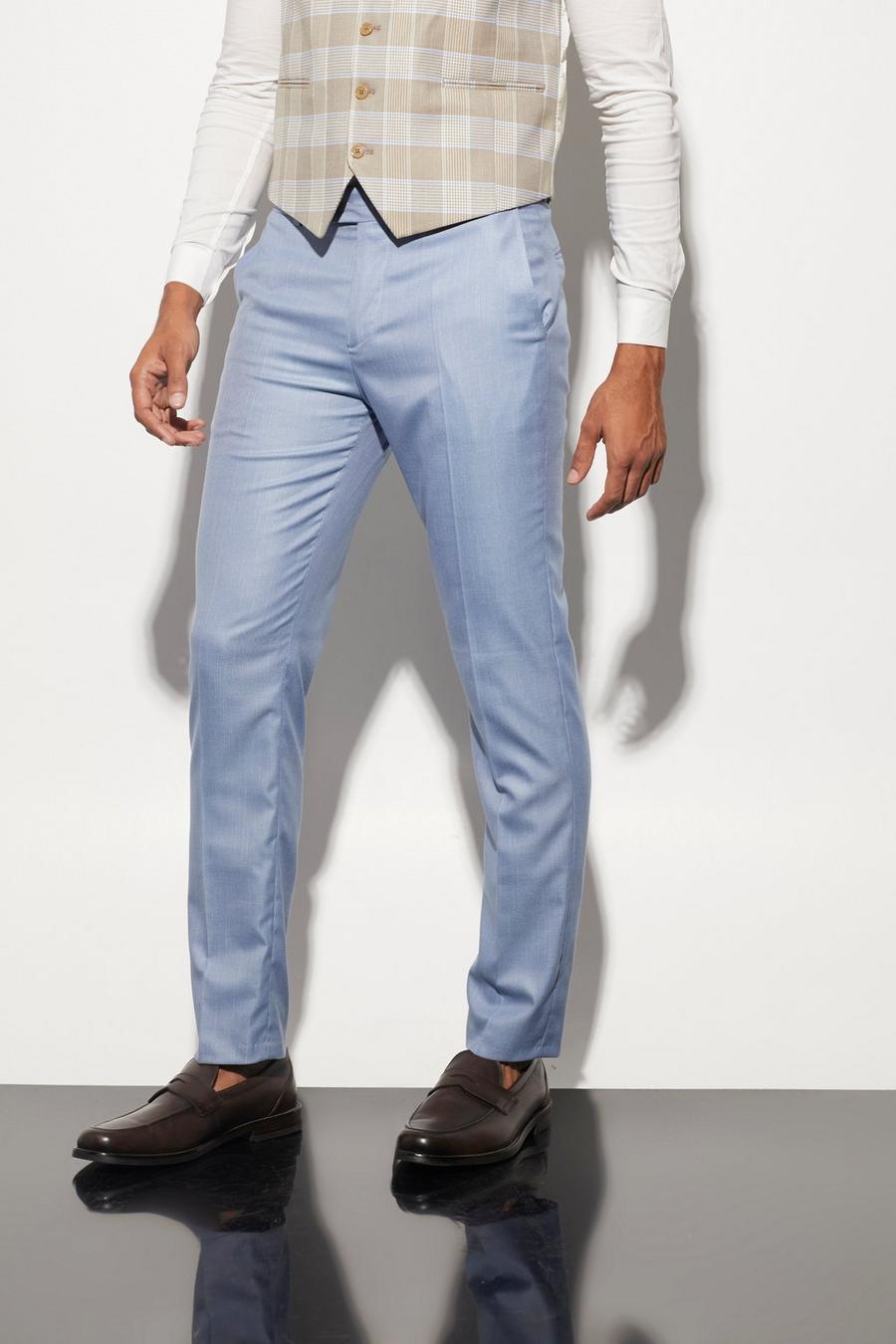 כחול בהיר azul מכנסי חליפה בגזרה צרה עם טקסטורה image number 1