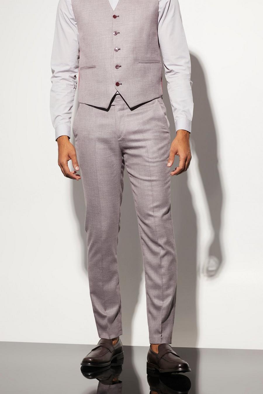 Red Slim Textured Suit Trouser image number 1