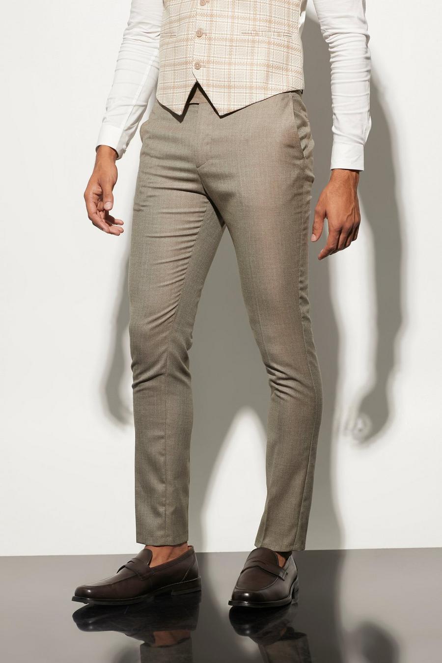 Tan Skinny Textured Suit Trouser image number 1