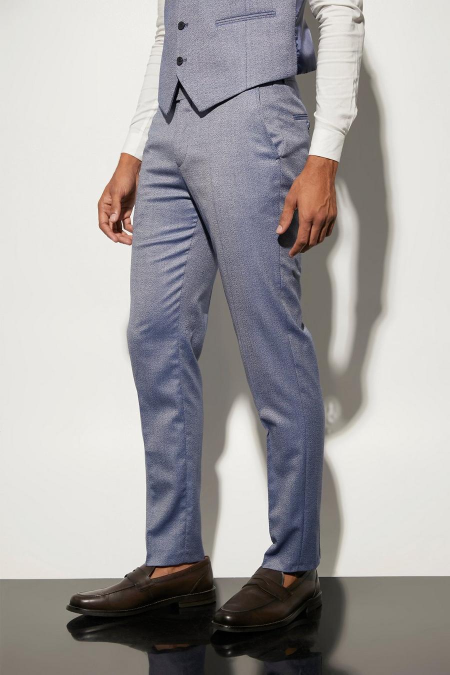 Blue Slim Textured Suit Trouser image number 1