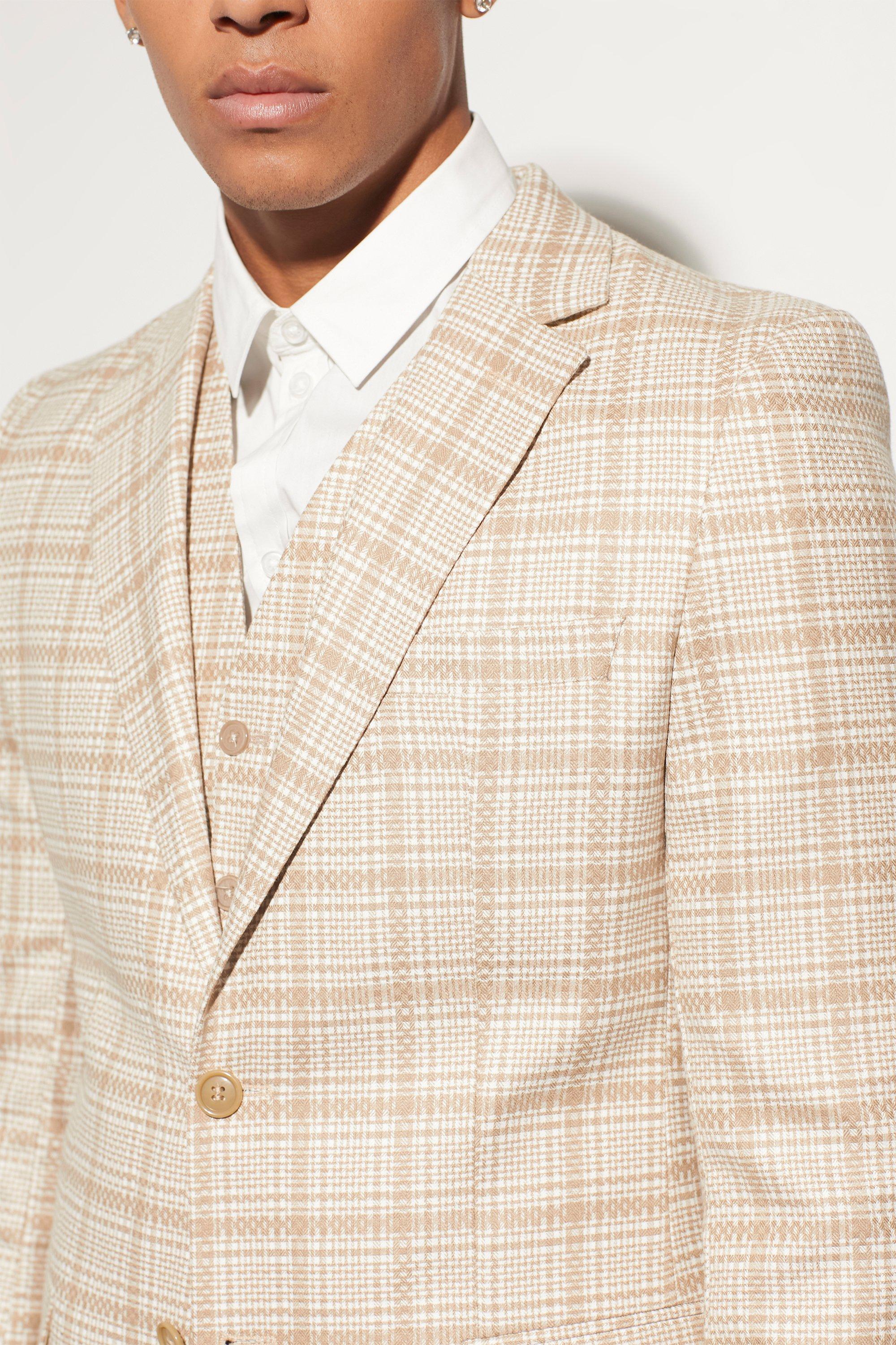 Skinny Single Breasted Check Suit Jacket