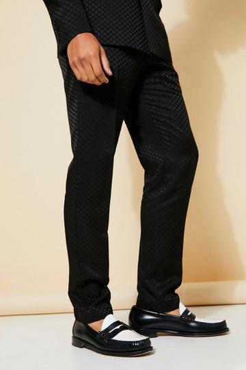 Teal Green Slim Fit Jacquard Suit Pants