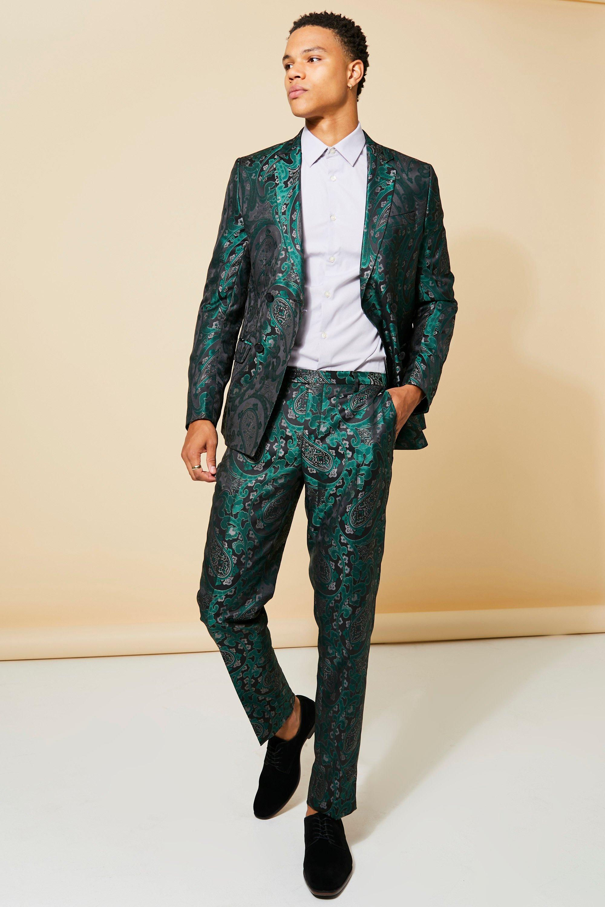 Slim Double Breasted Jacquard Suit Jacket