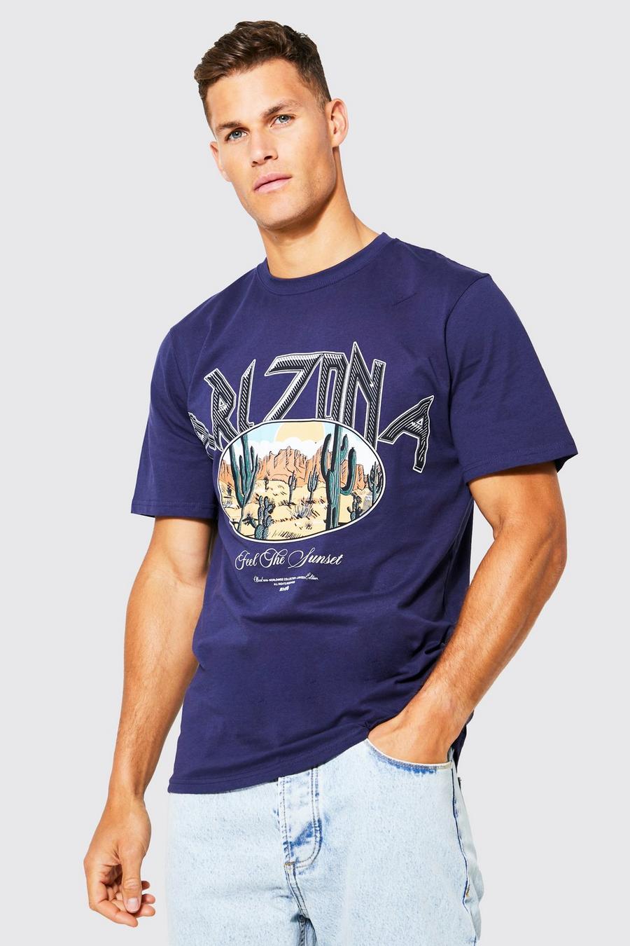 Navy Tall Arizona T-shirt med tryck image number 1