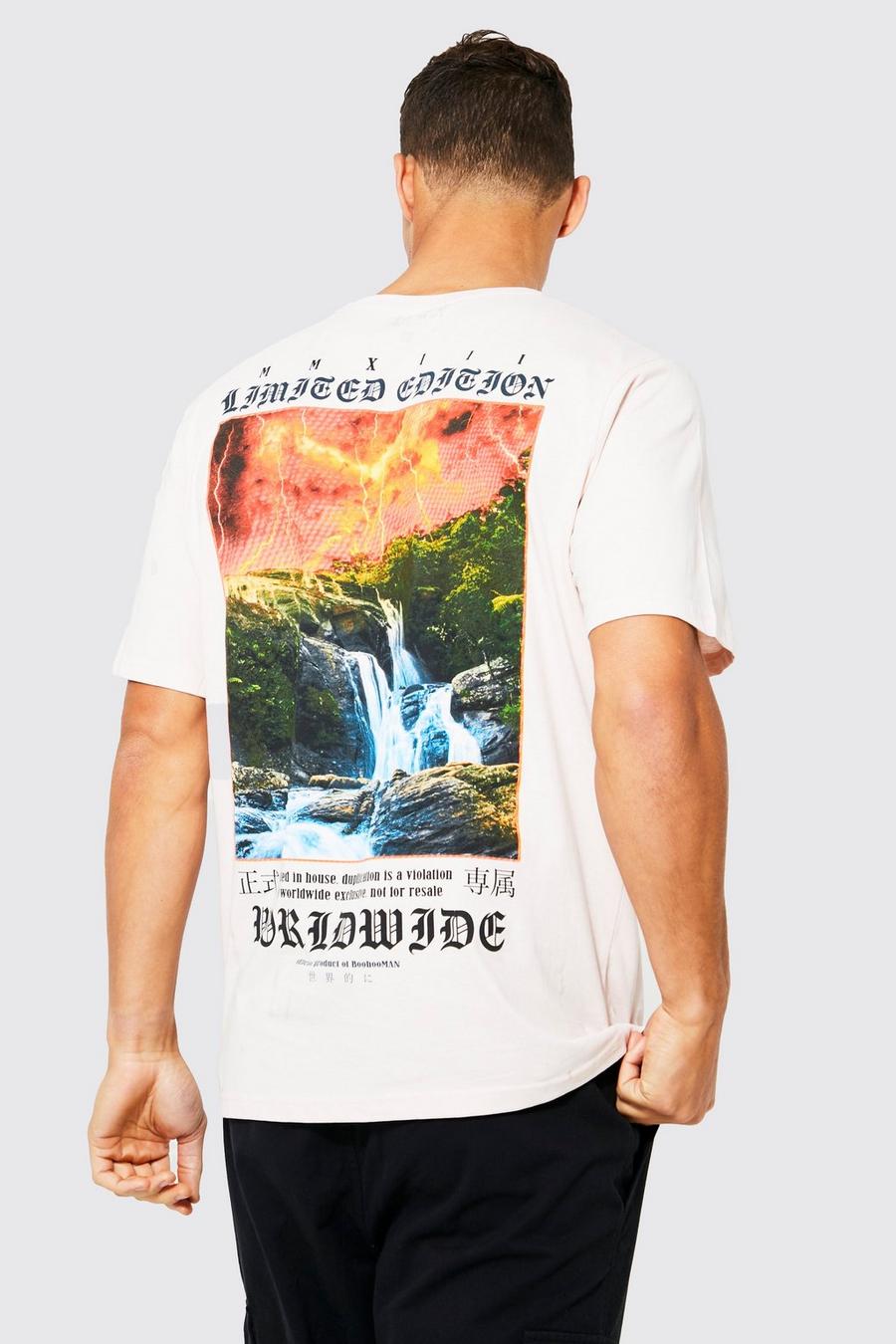 Pink Tall Waterfall Back Graphic T-shirt image number 1