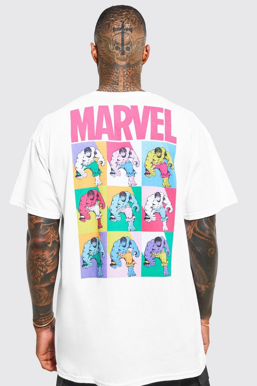 White Oversized Gelicenseerd Marvel Pop Art T-Shirt image number 1