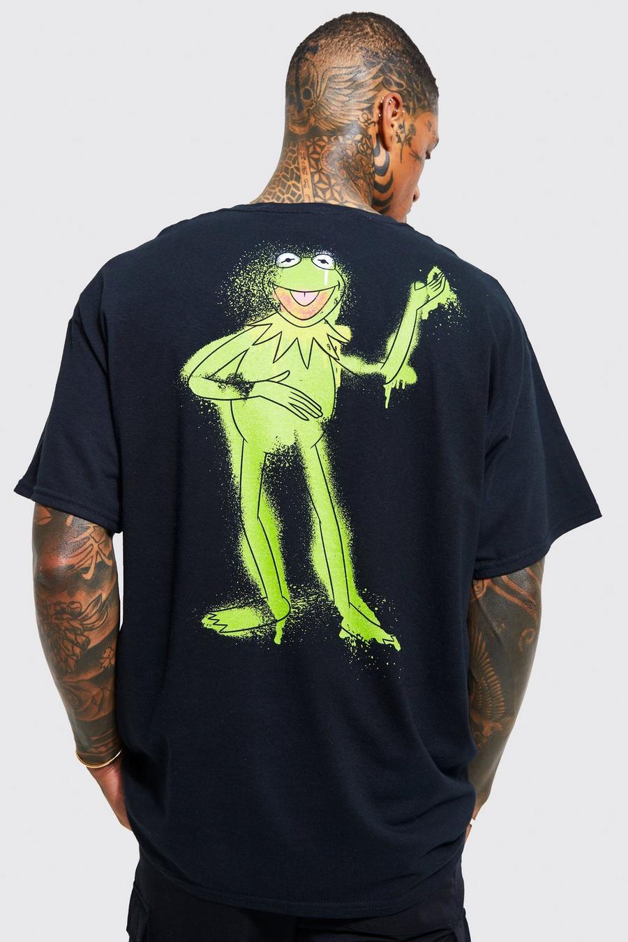 Black svart Kermit Oversize t-shirt med tryck bak image number 1
