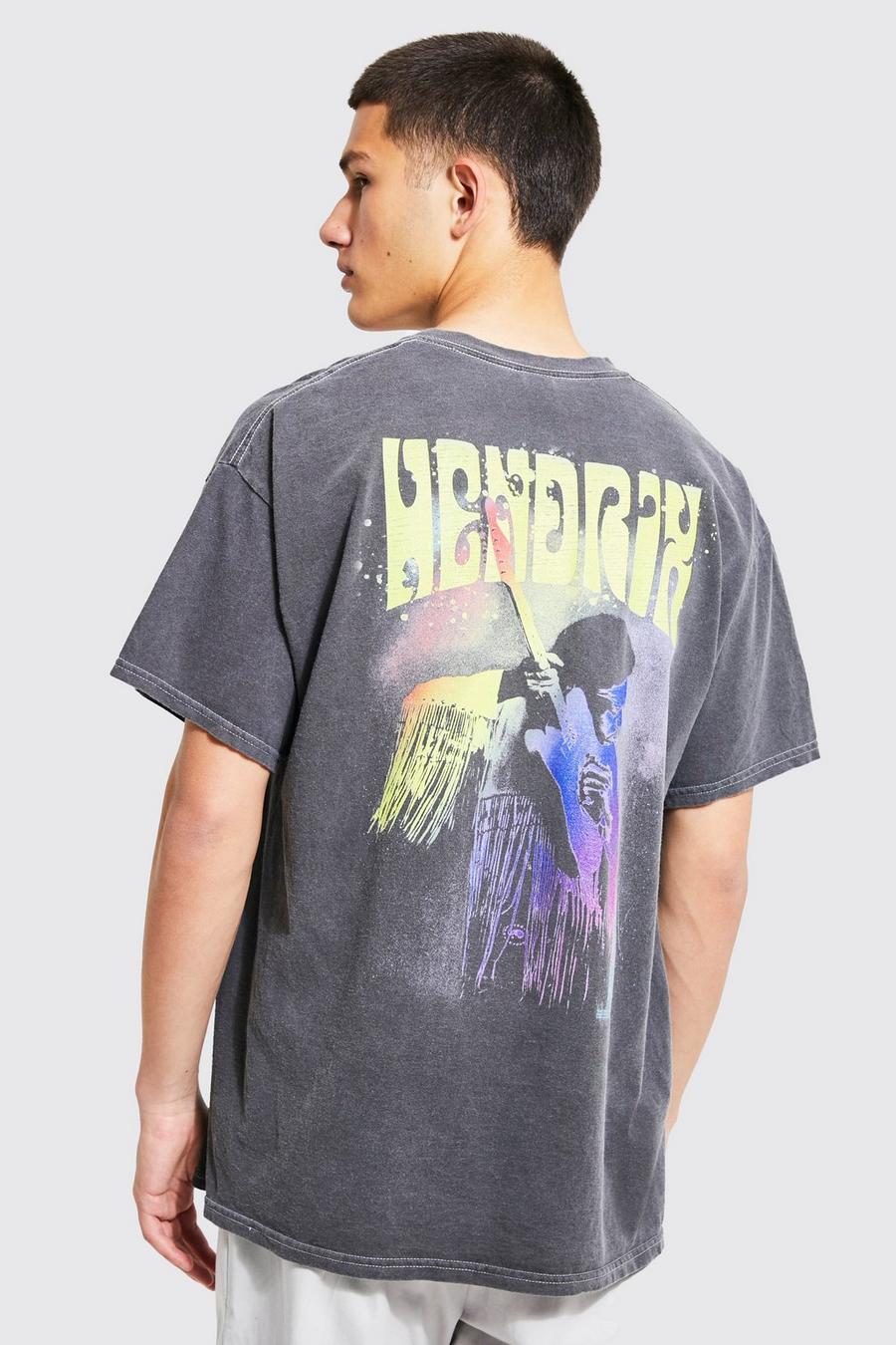 Charcoal grå Oversized Jimi Hendrix License T-shirt