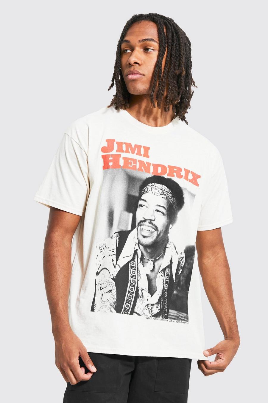 Oversize T-Shirt mit lizenziertem Jimi Hendrix-Print, Ecru white