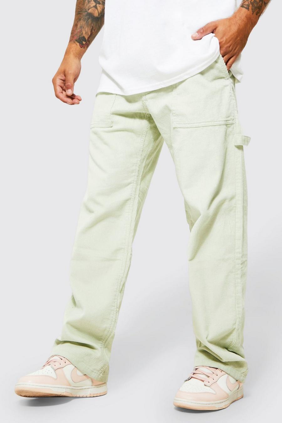 Sage verde Relaxed Fit Cord Carpenter Trouser image number 1
