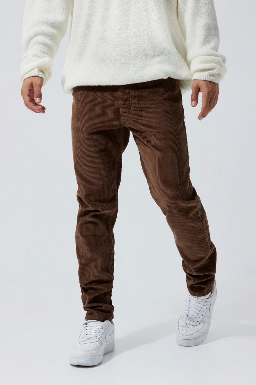 Brown Slim Fit Cord Trouser image number 1