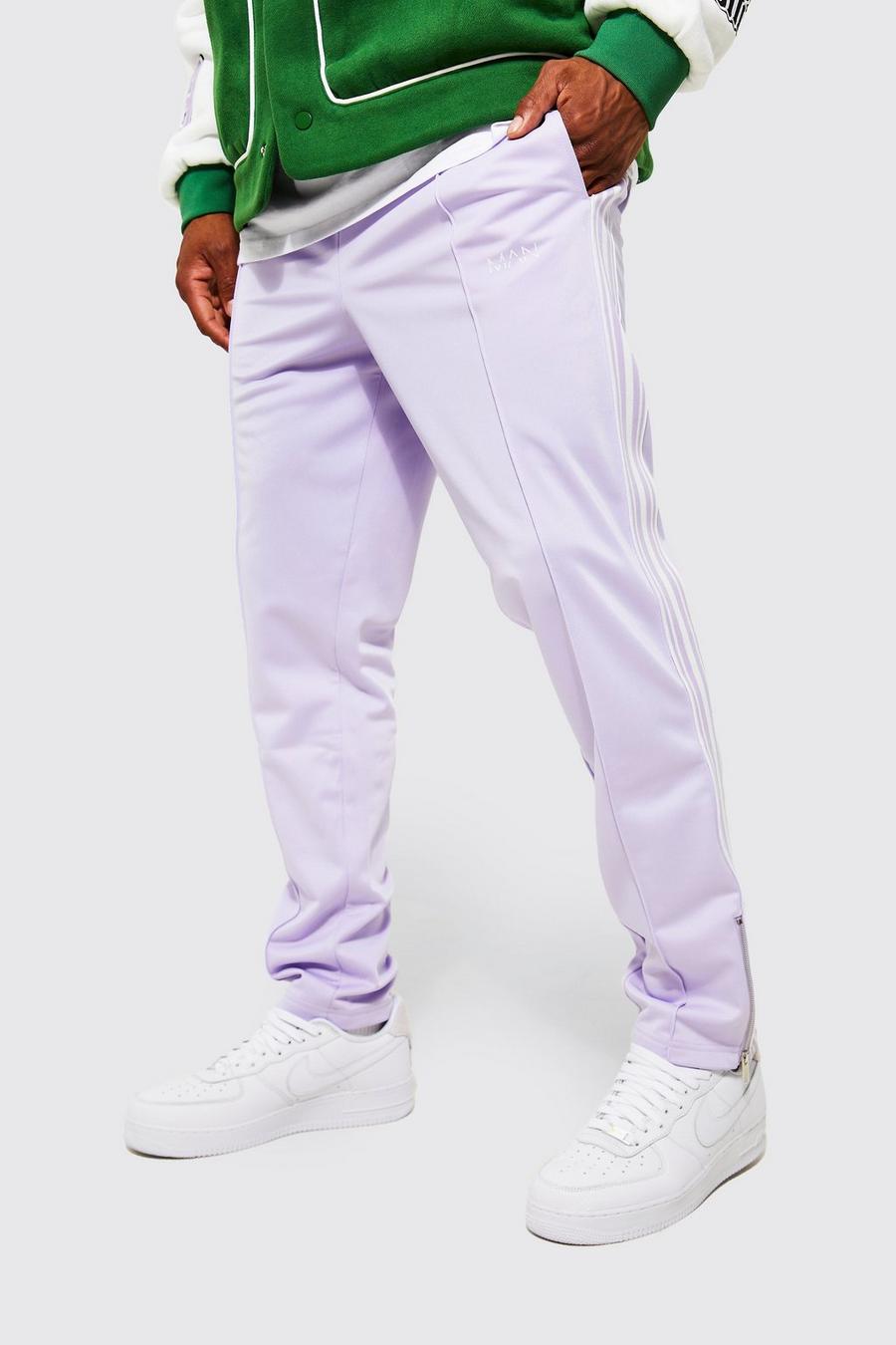 Slim Fit Man Zip Tricot Joggers, Lilac purple