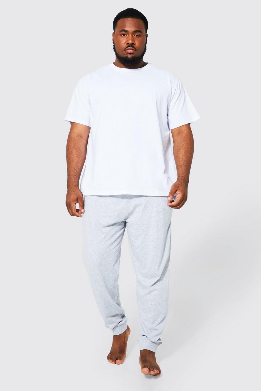 אפור grey מכנסי טרנינג נינוחים עם כיתוב Man חצוי, מידות גדולות image number 1