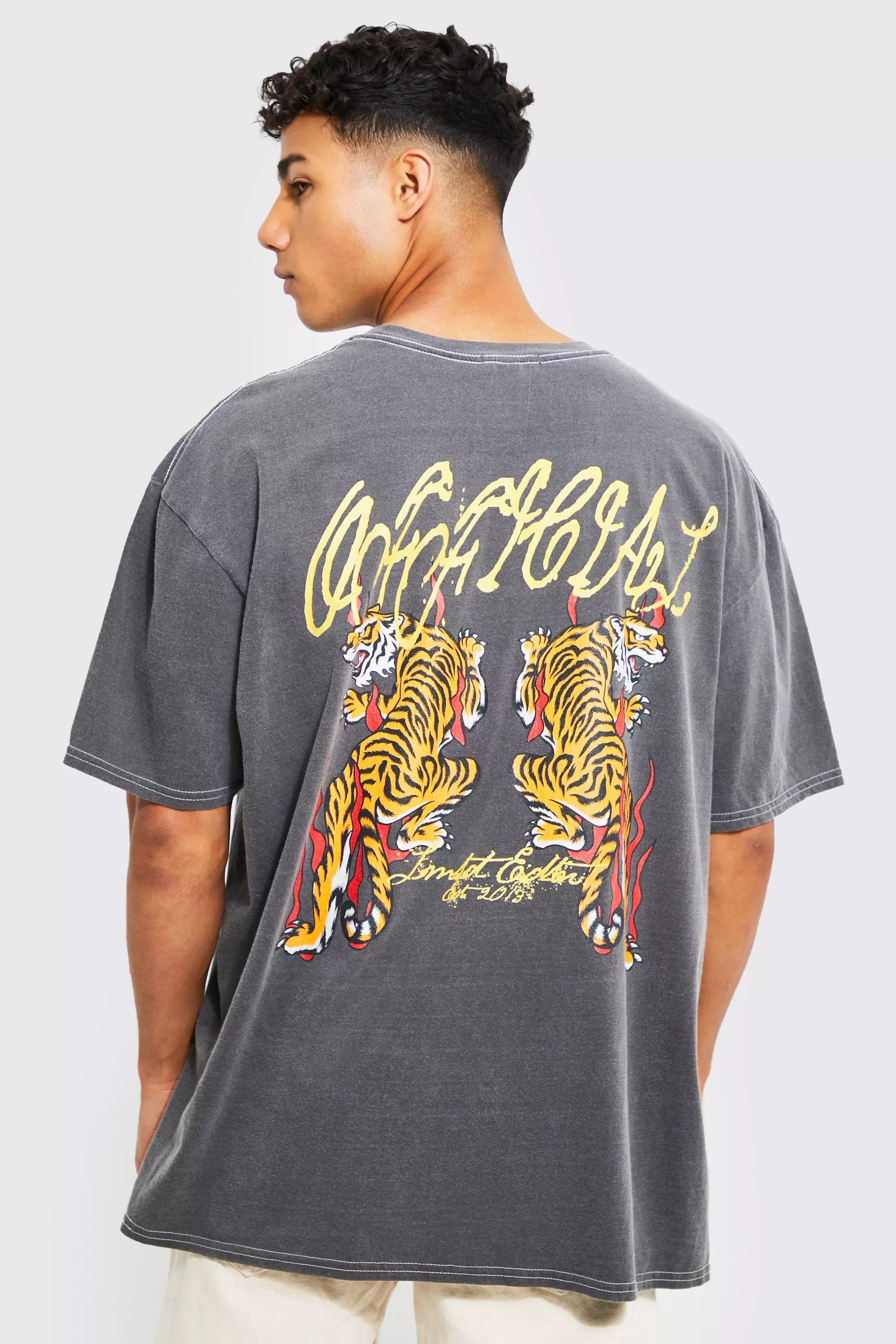 Guess Men's Alameda Burnout Tiger Graphic T-Shirt