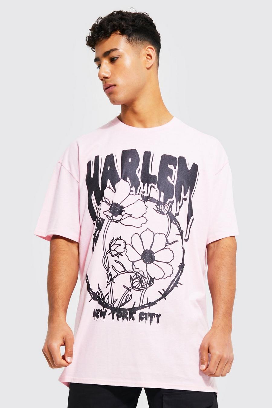 Light pink Oversized Harlem Floral Graphic T-shirt image number 1