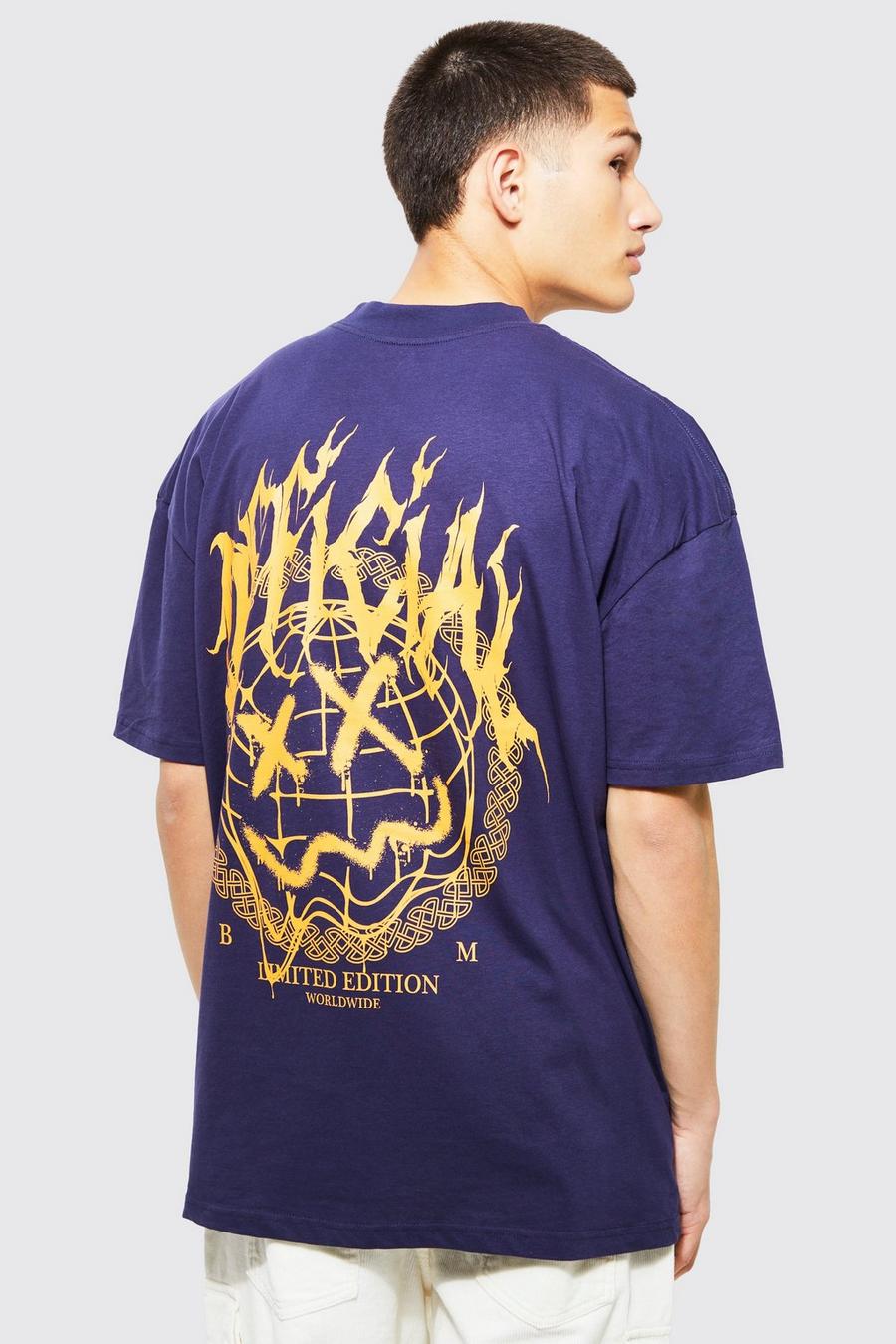 Navy azul marino Oversized Official Back Graphic T-shirt