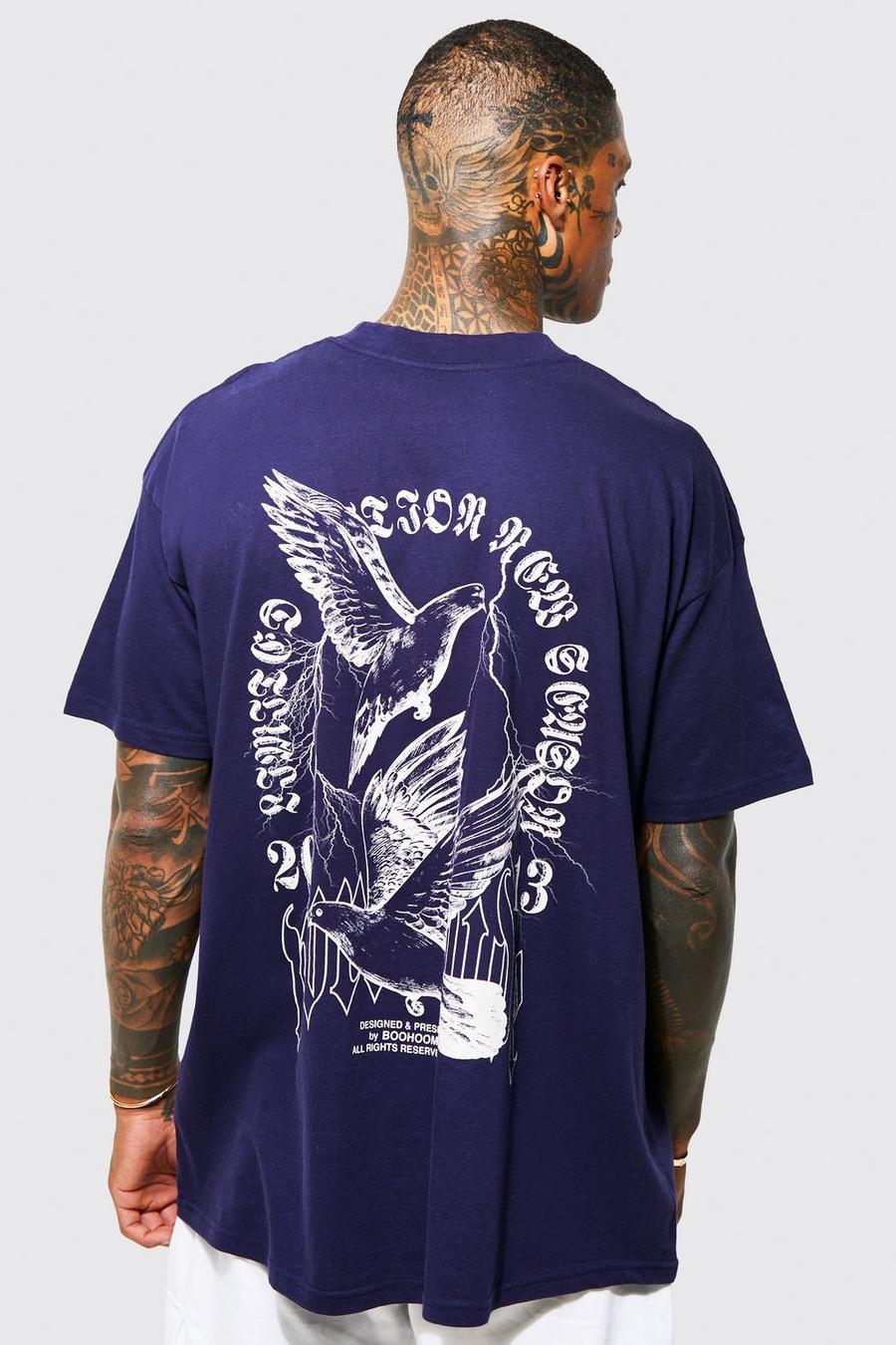 Oversize T-Shirt mit Print, Navy image number 1