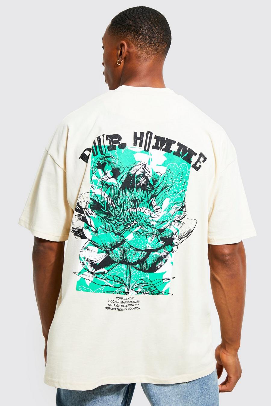Oversize florales T-Shirt, Sand image number 1