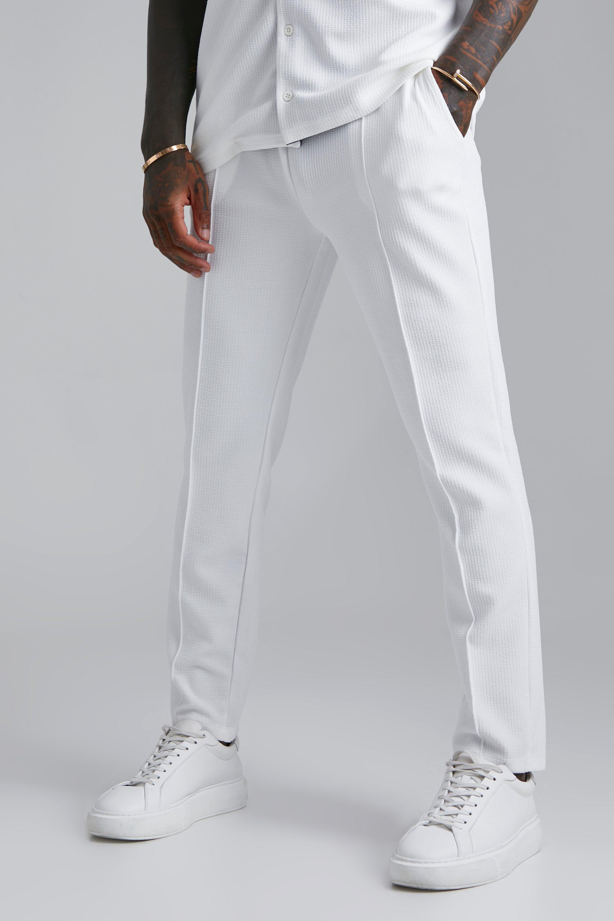 Ecru Elasticated Skinny Jersey Textured Trouser