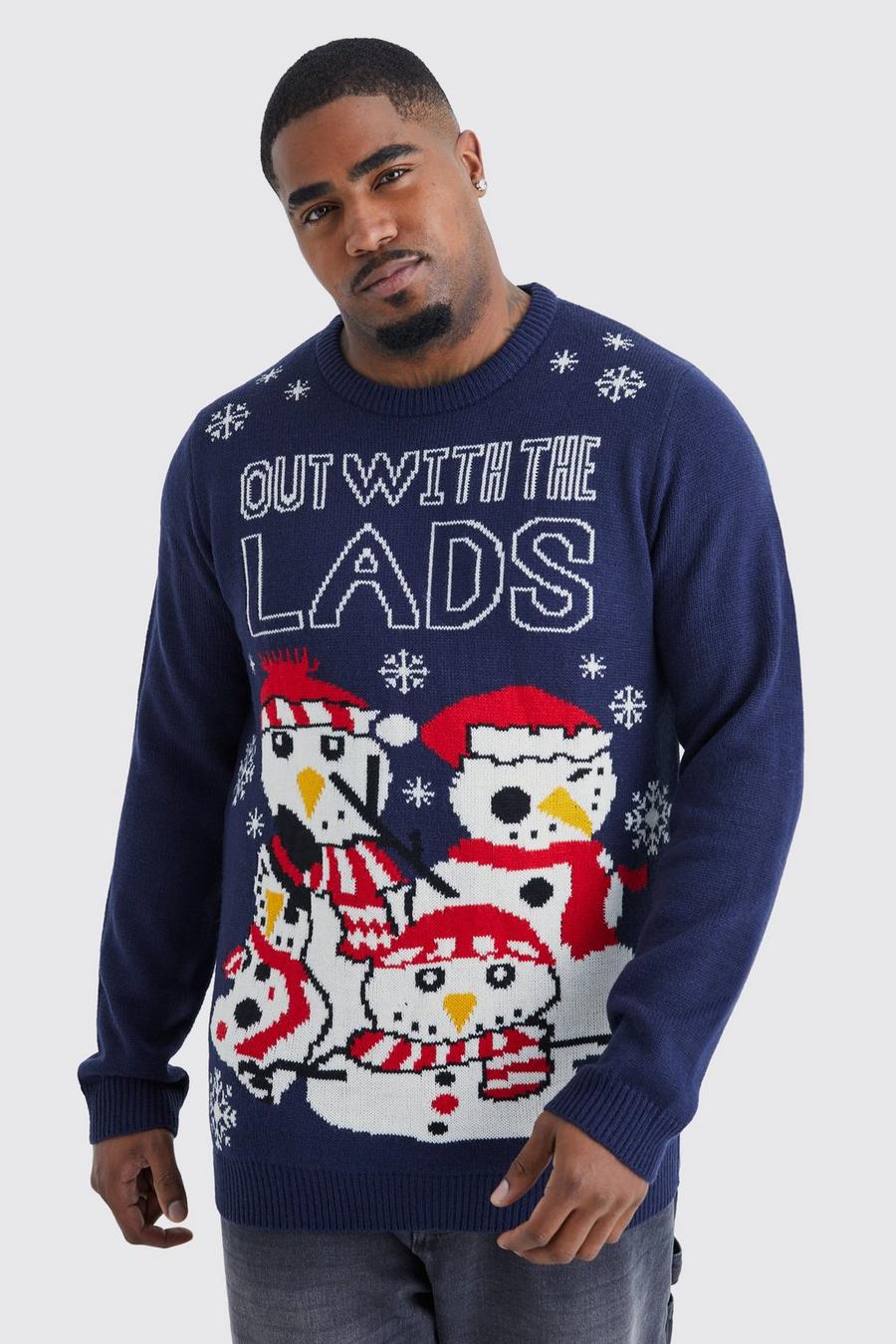Navy marine Plus Lads Night Out Christmas Jumper