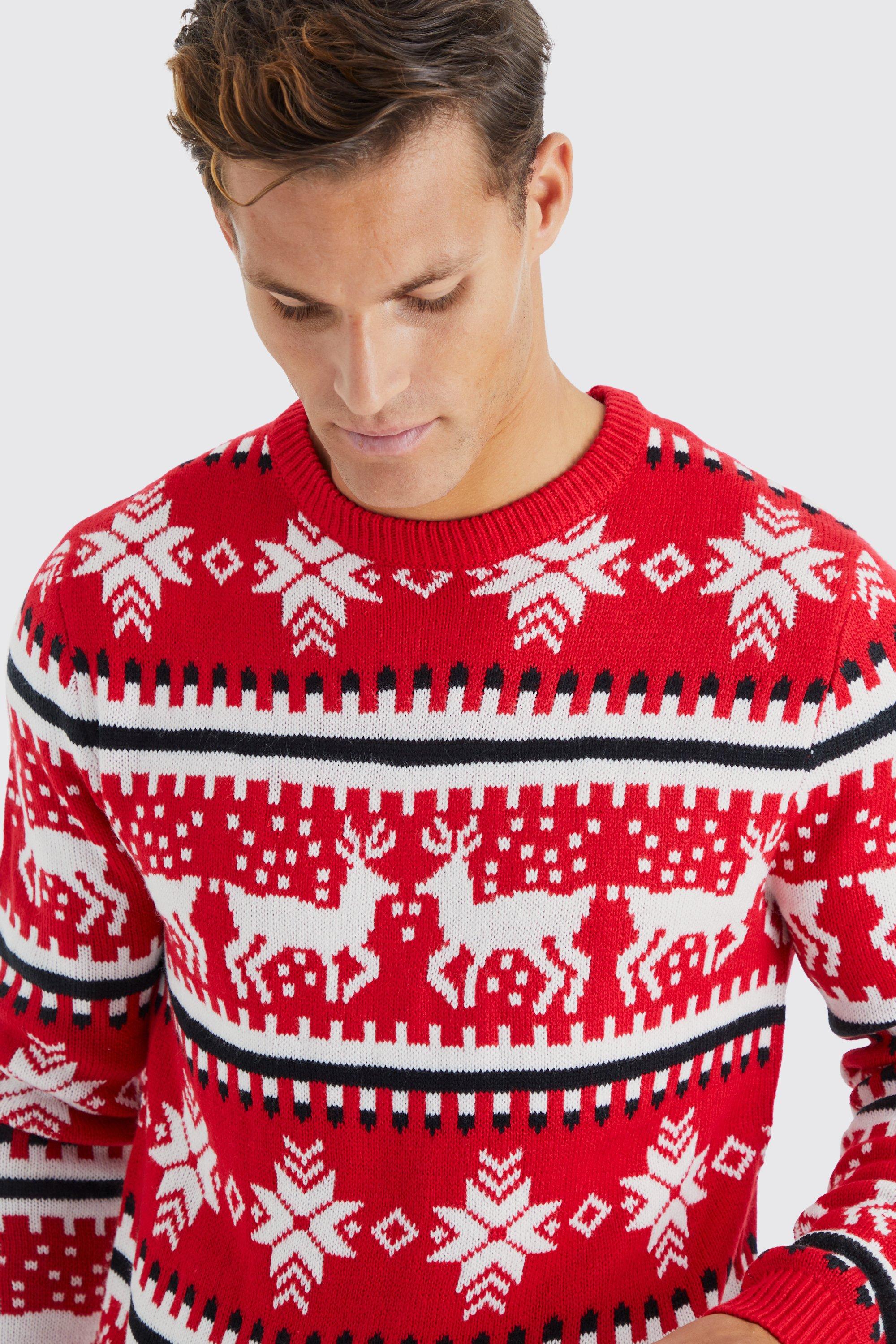 Tall Reindeer Fairisle Christmas Jumper