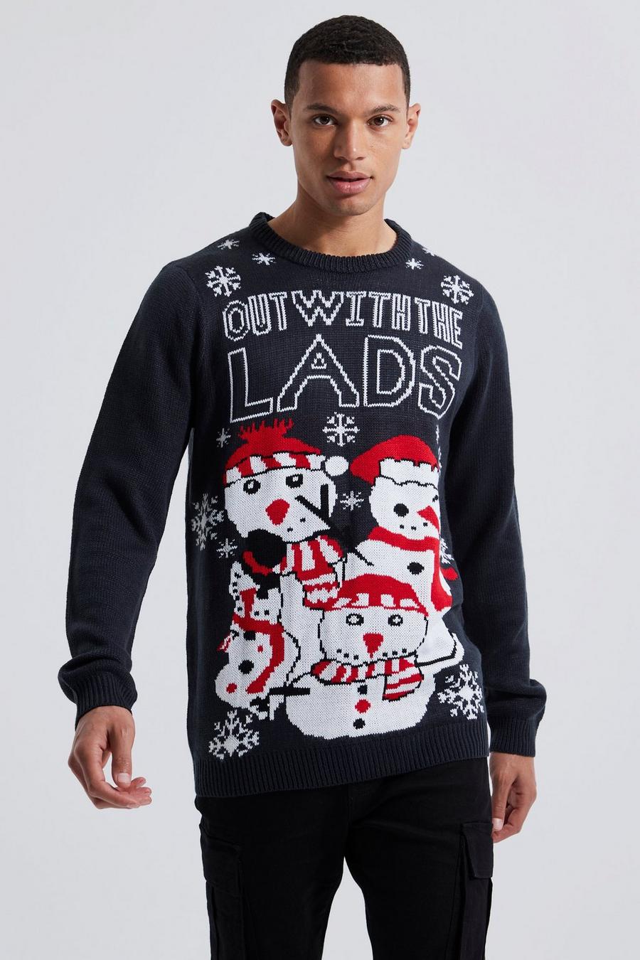 Navy Tall Lads Night Out Christmas Jumper image number 1