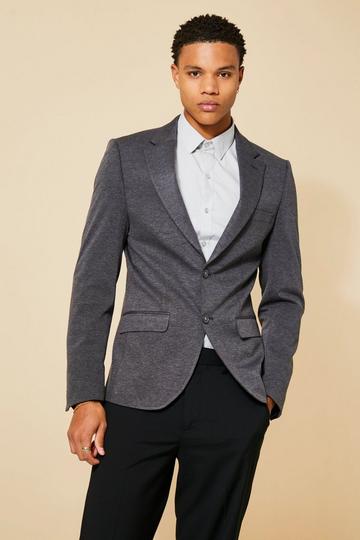 Skinny Single Breasted Jersey Blazer charcoal