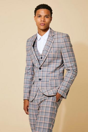 Neon Slim Single Breasted Neon Check Suit Jacket