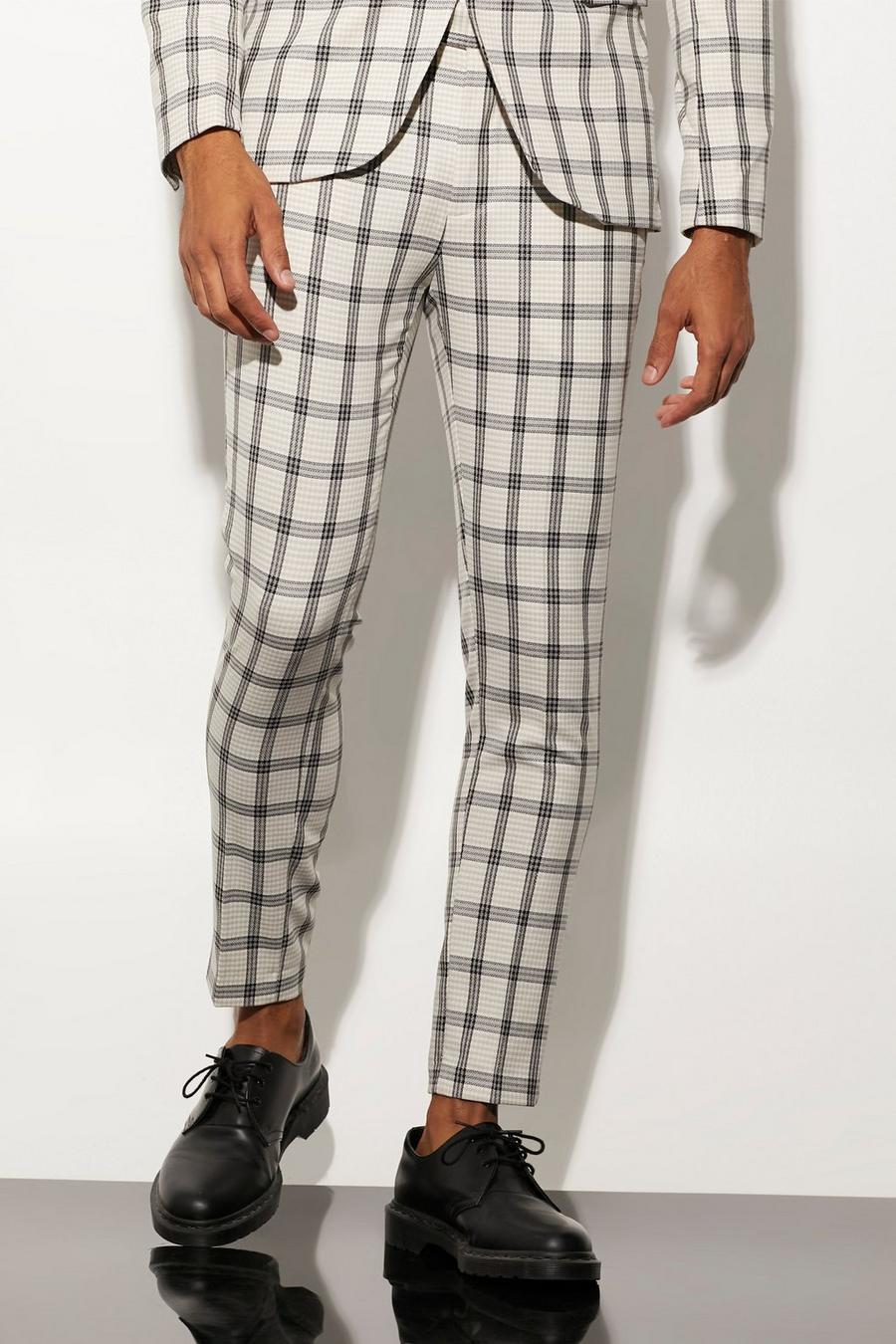 Ecru Super Skinny Check Suit Trouser image number 1