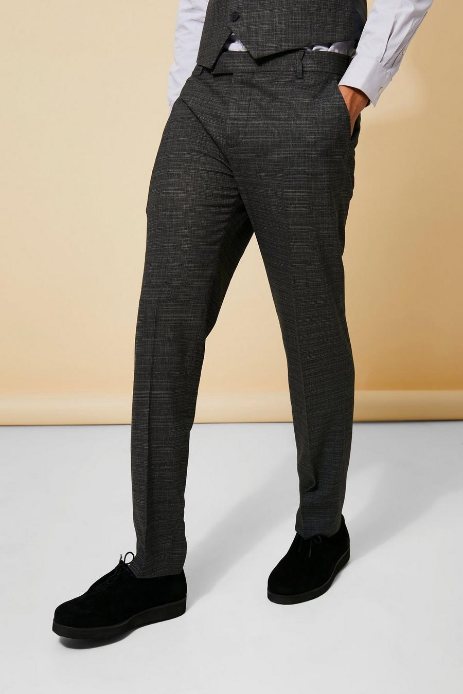 Pantalón de traje ajustado con cuadros, Black image number 1