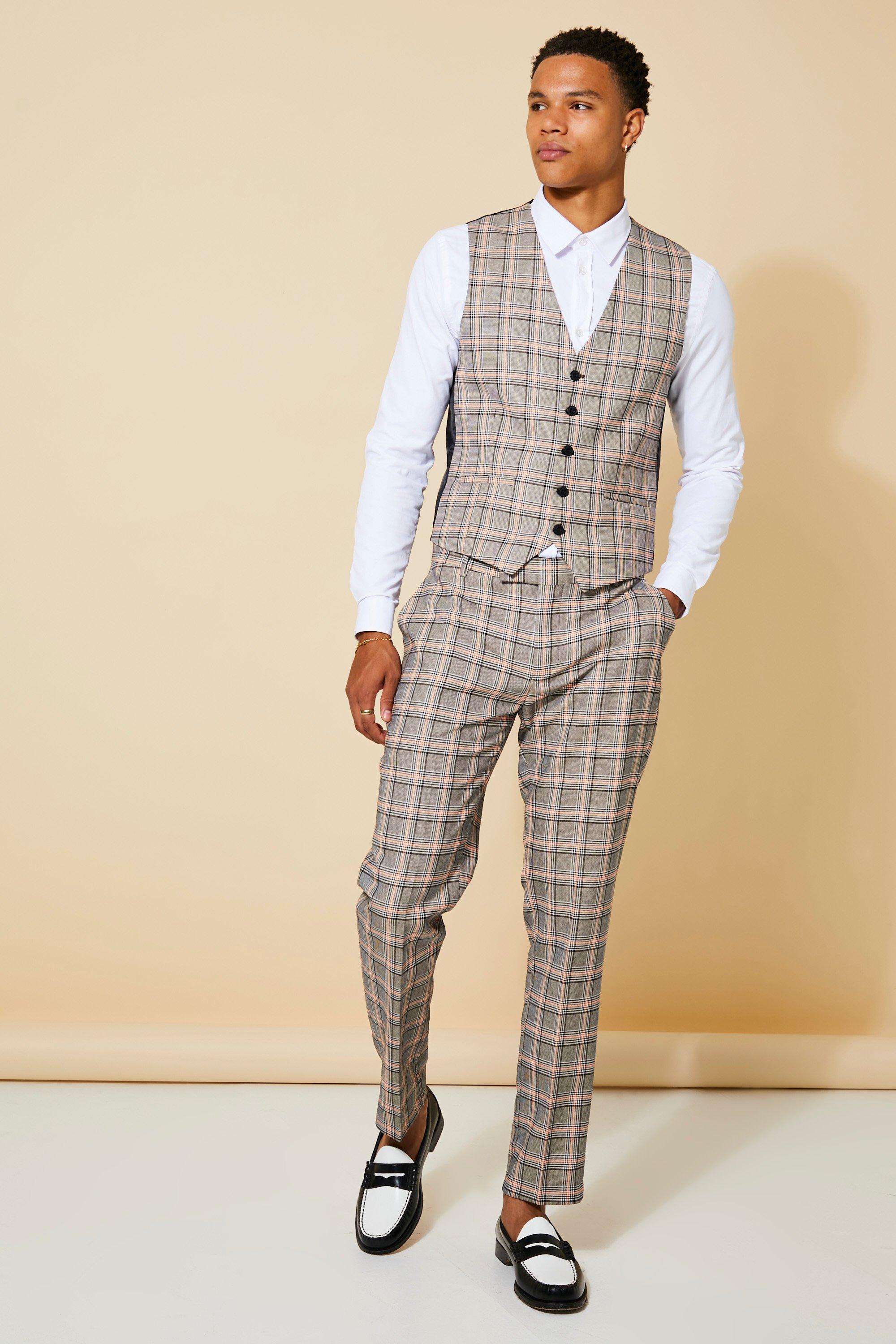 Check shirt with clearance waistcoat