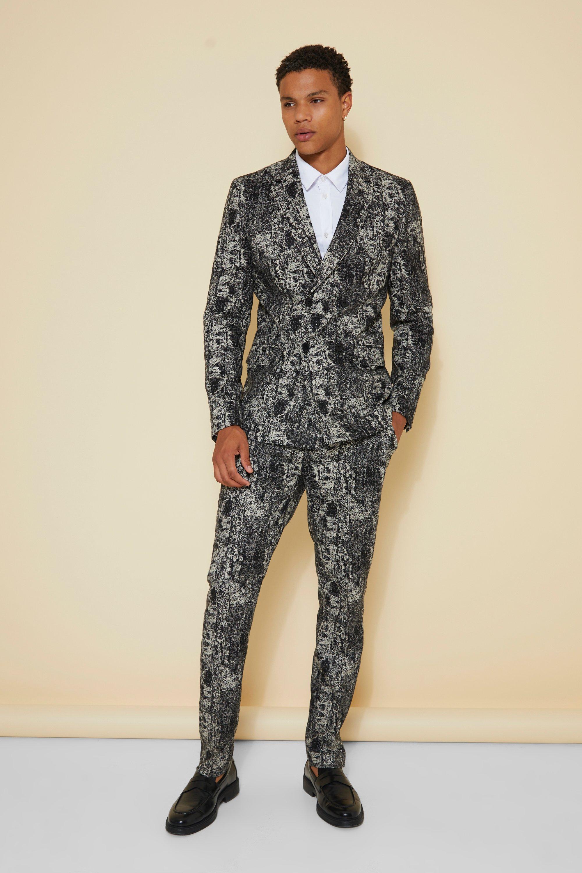 Skinny Double Breasted Textured Suit Jacket | boohoo USA Skinny Double Breasted Textured Suit Jacket | boohoo USA