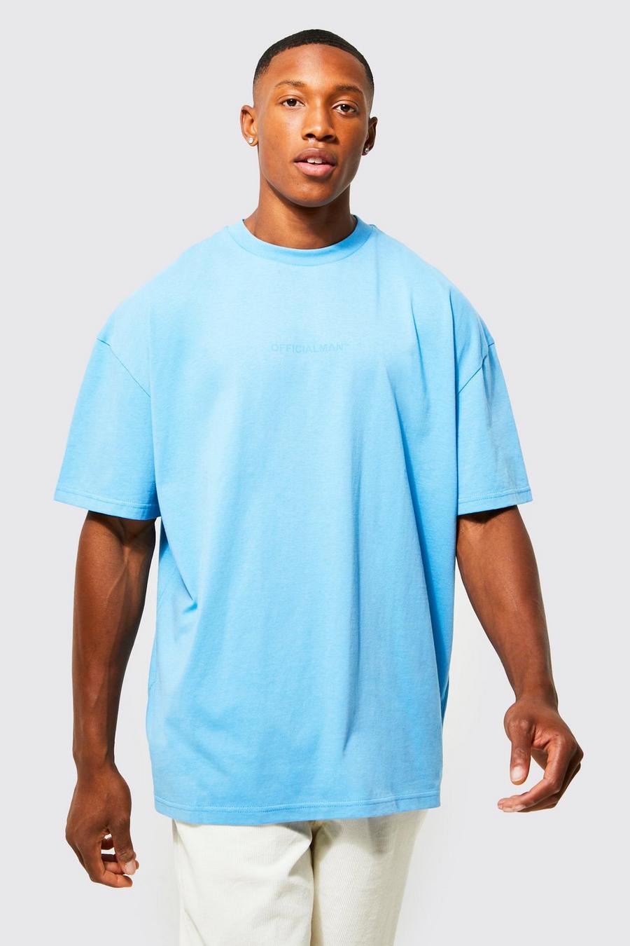 Blue bleu Official Man Oversized Crew Neck T-shirt image number 1