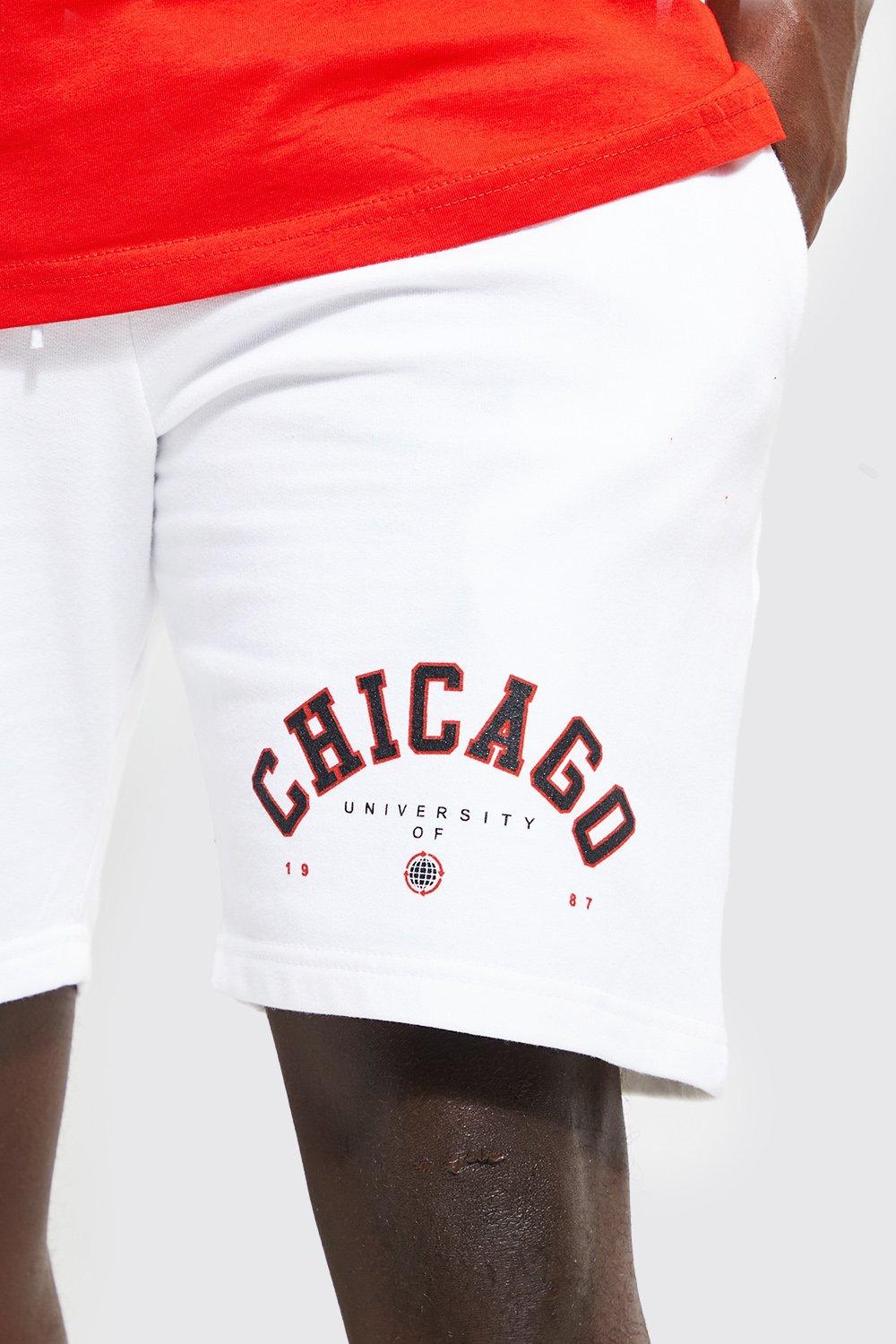 Slim Fit Mid Chicago Print Jersey Shorts